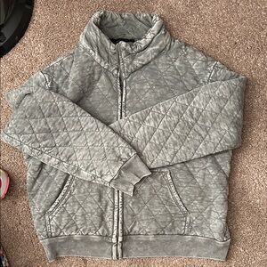 Quilted Gray Zip-Up Jacket